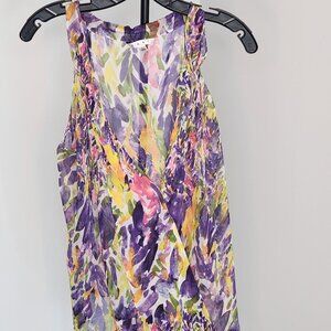 CAbi Watercolor Floral Sleeveless Blouse - Size Large